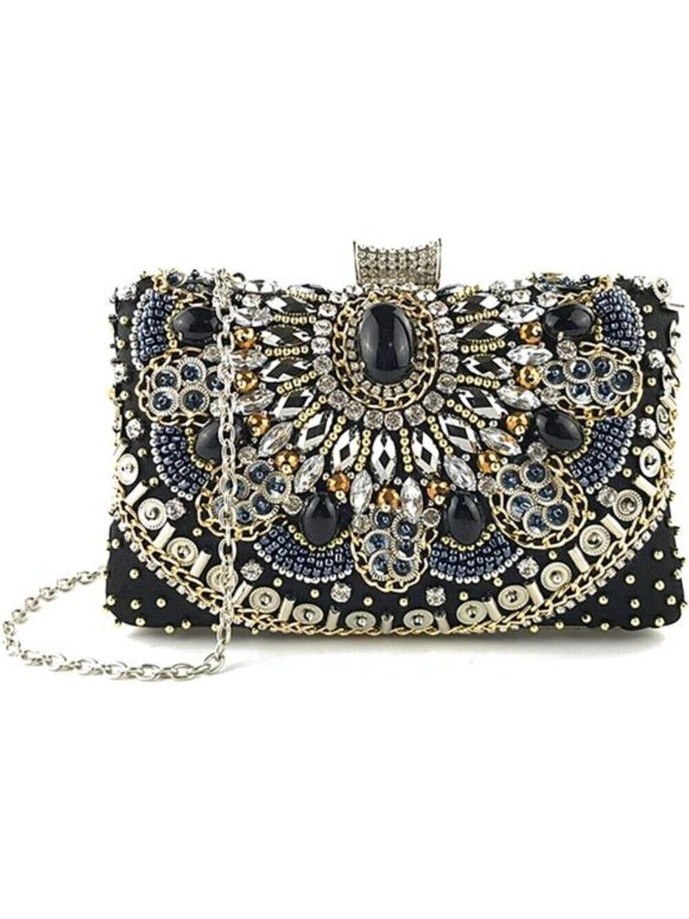 Crystal Rhinestone Evening Clutch Purse Sparkly Shoulder Crossbody Handbag